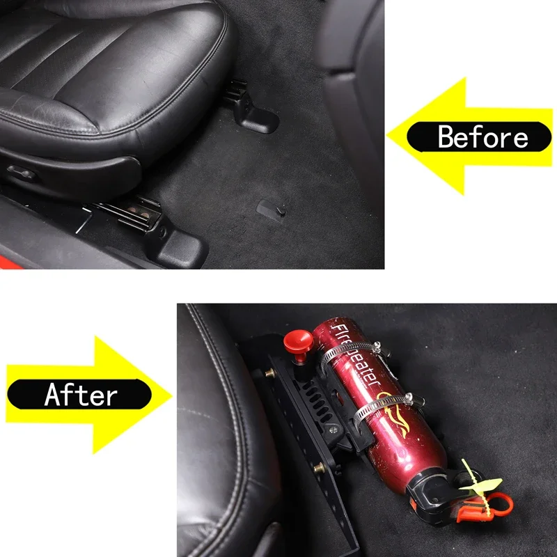 

1Pcs Aluminum alloy black For Chevrolet Corvette C6 2005-2013 Car co-driver seat extinguisher bracket car interior accessories