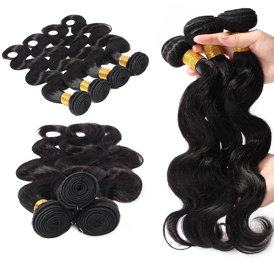 MY-LADY 8-30" Human Natural Black Remy Hair Body Wave 1/3 PCS Bundles Can Dyed Permed Hair Extensions Hair for Women Accessories