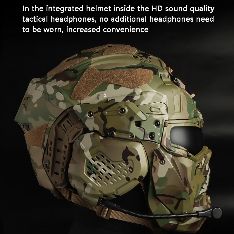 W Assault Helmet Outdoor Tactical Built In Headset Protection Integrated Camouflage Multifunctional Helmet Protection Equipment