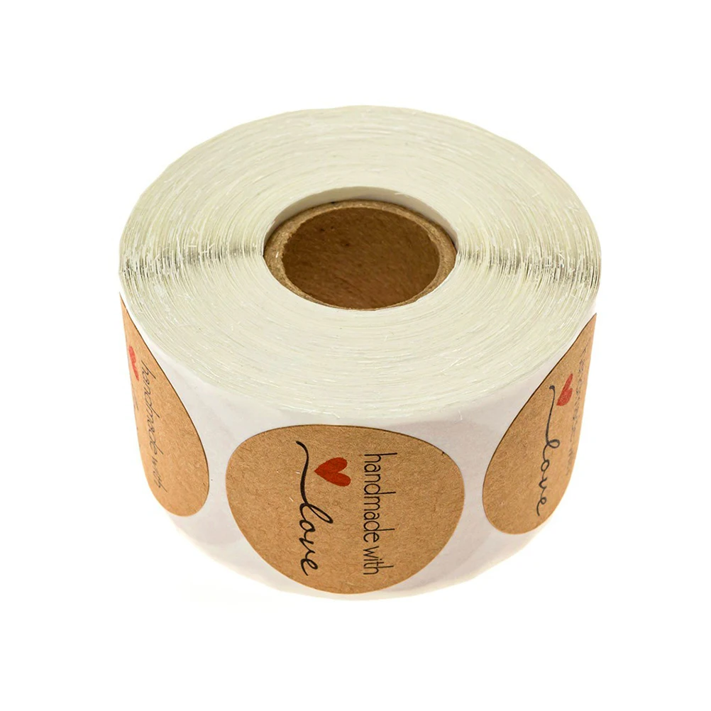 500pcs 1 Roll Letter DIY Sticker Kraft Paper Gift Decals Party Sticker Decor (1 Roll, Stickers)