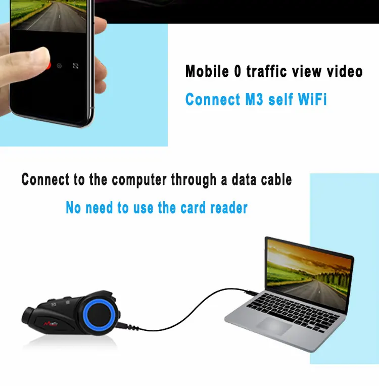Motorcycle 1080P Video Wifi Recorder Camera Motorcycle bluetooth Helmet Intercom Headset