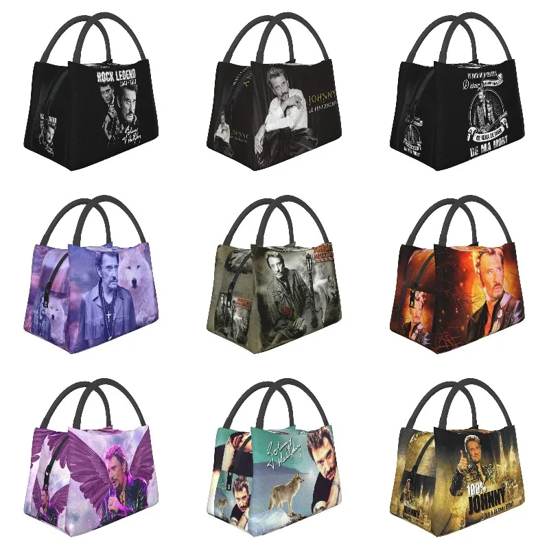 

Johnny Hallyday Insulated Lunch Bags for Women Waterproof France Rock Singer Cooler Thermal Bento Box Beach Camping Travel