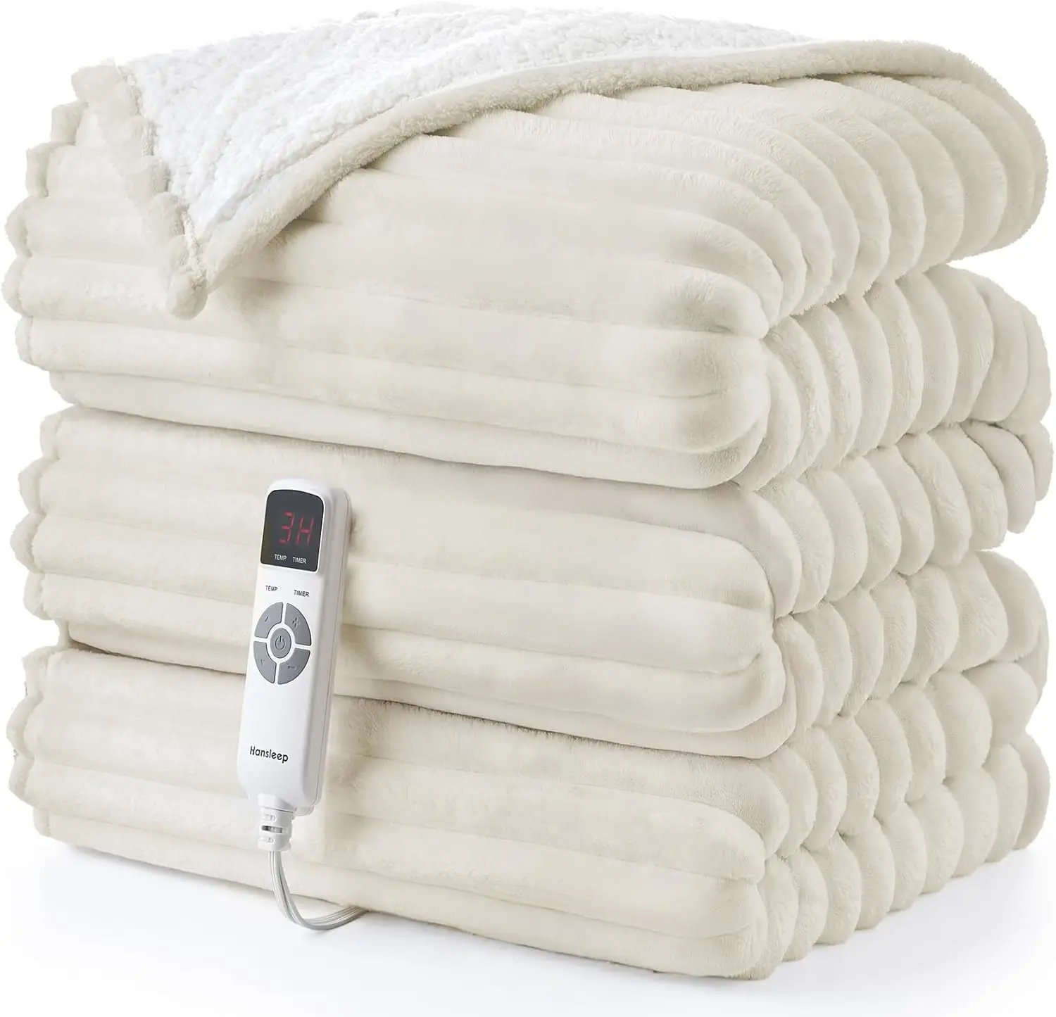 

Electric Heated Blanket with 9 Heat Levels, 10-Hour Timer, Washable Soft Warm Winter Throw, 50x60 Inches Beige