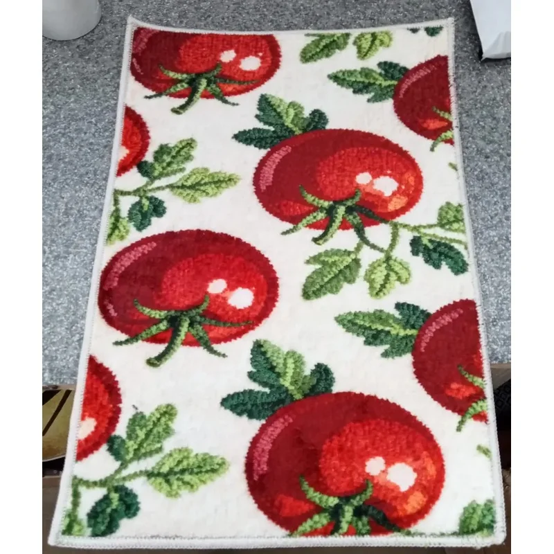 VIKAMA Cute Tomato Kitchen Mat Set Farmhouse Rustic Vegetable Decor Non-Slip Washable Floor Rug for Home