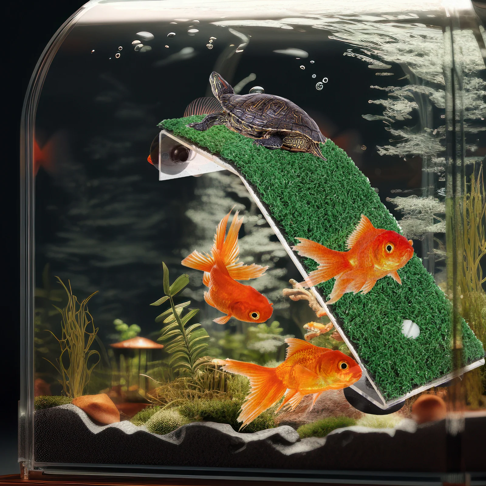 

Simulation Lawn Terrace Turtle Tank Tortoise Climbing Platform Lifelike Grass Ladder Aquarium Decor Natural Environment Privacy