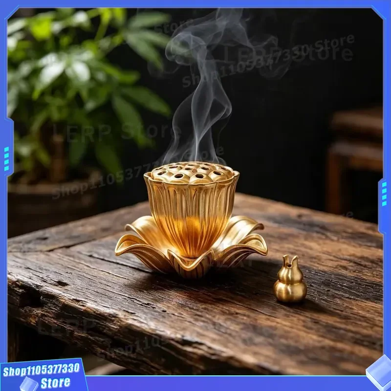 High Grade Brass Lotus Pod Incense Burner Home Decor for Bedroom Study Tea Room Meditation Ornament Decorative Crafts Gift