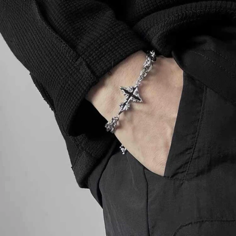 فاسق الأسود لهب سوار السيدات الرجال العصرية الهيب هوب مجوهرات خمر القوطية Y2K سحر Kpop الهدايا والاكسسوارات