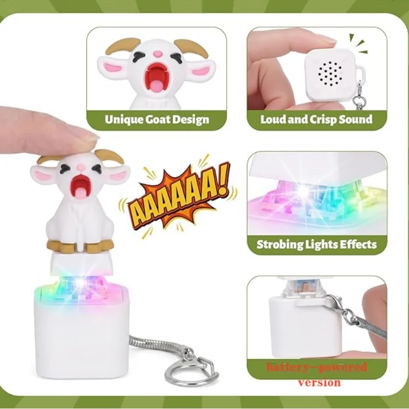 Squeaky Goat Keyboard Fidget Toy LED Light Battery Powered Keychain ASMR Stress Relief Office Prank Gag Gift For Adult Coworkers
