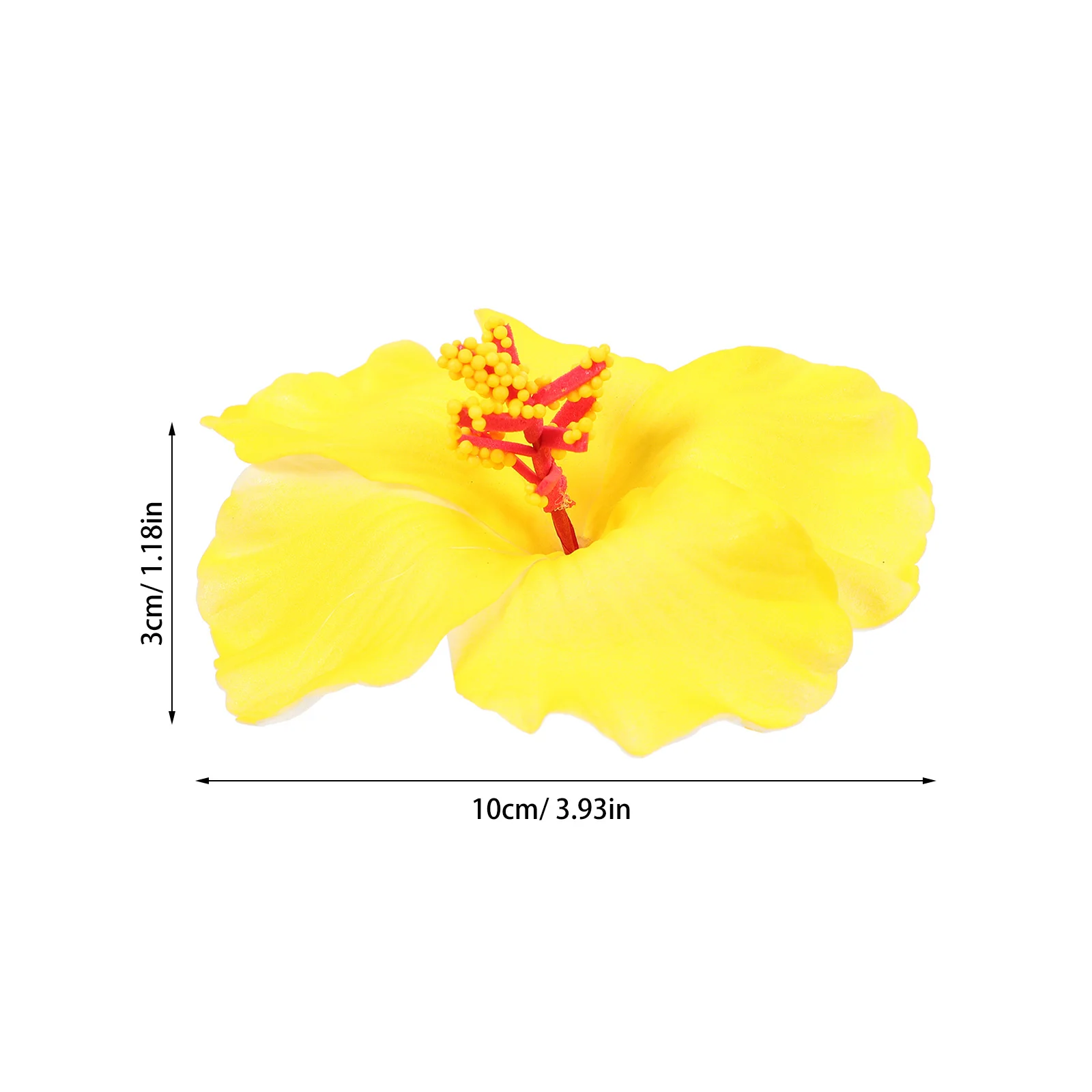 10 قطع من الزهور الاصطناعية الاستوائية المزيفة على شكل كركديه هاواي المزهرة بالزهور باللون الأصفر