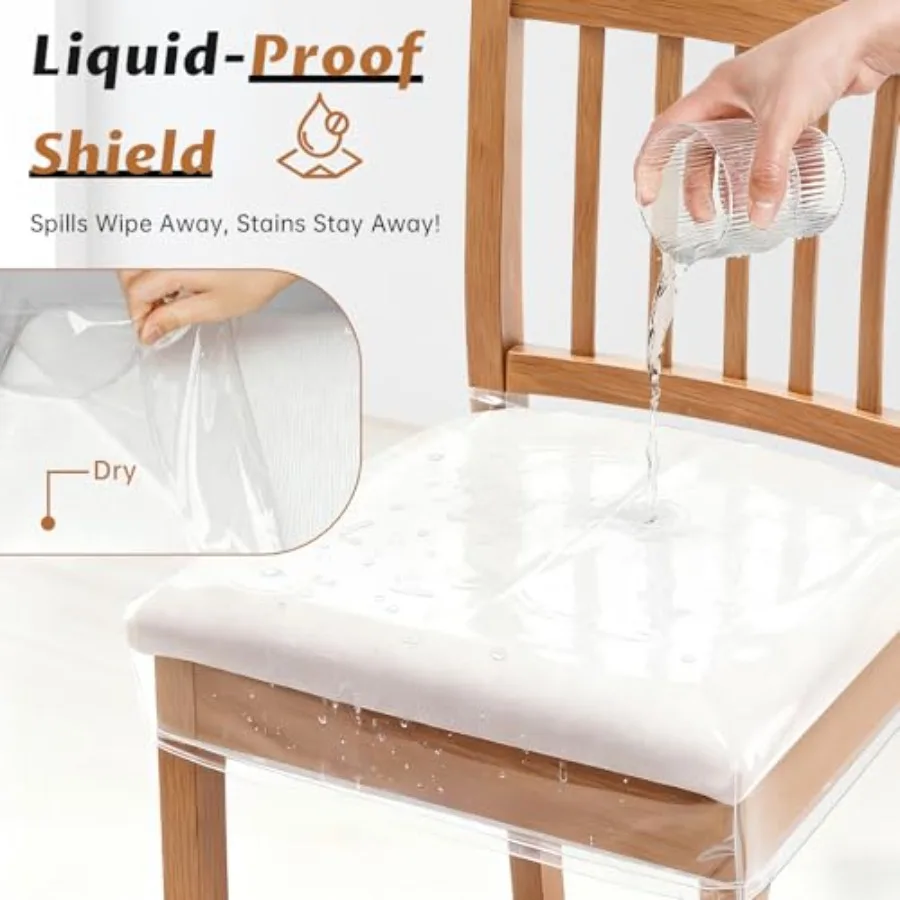 6 Pack Stain, Water and Kitty Scratch Resistant Clear Dining Chair Covers/Slipcovers Chair Protector Waterproof PVC Material, 1