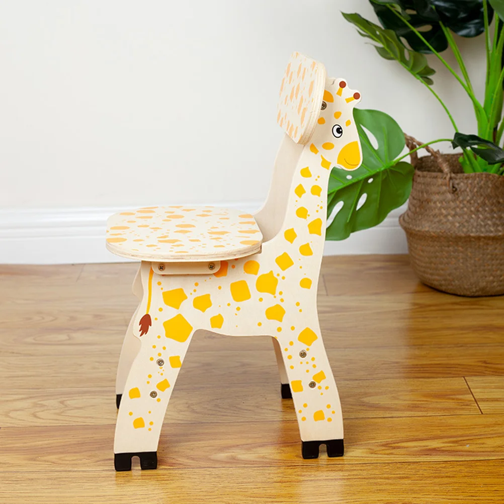 

Giraffe Backrest Wooden Seat Tool Wooden Stool Babies Smooth Corners Safe Arc Design Furniture