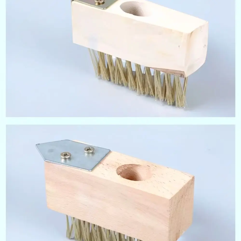 Manual Garden Scrubber Steel Wire Bristles Wood Handle Outdoor Patio Path Moss Removal Gardening Hand Tool