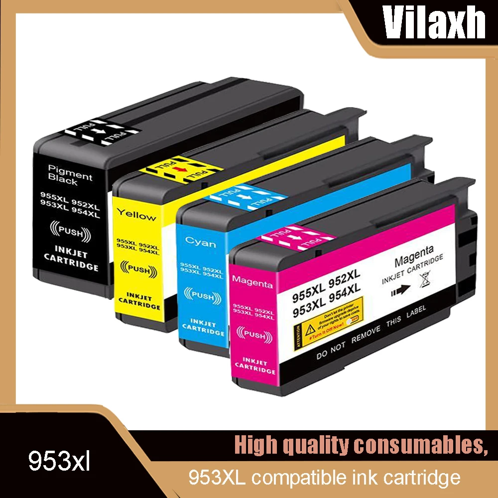

Vliaxh 953XL Ink Cartridge Compatible 953 for HP 953 XL Black CMYK for HP Printer OfficeJet Pro 7720 7730 7740 8210 8218