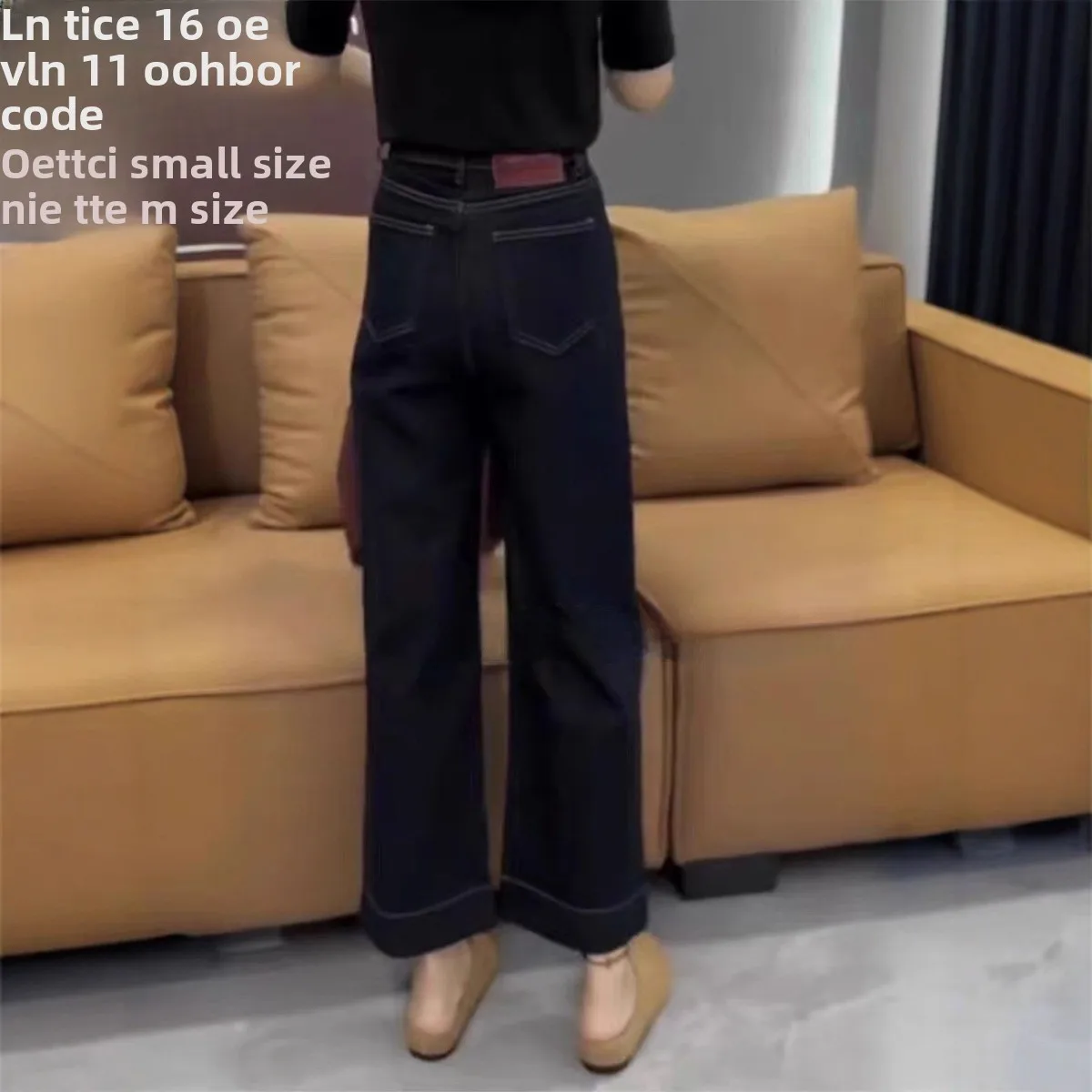 

High Waist Elastic Straight Leg Nine-Tenths Jeans Women's Spring Autumn Pear Shape Loose Wide Leg Pants Casual Style