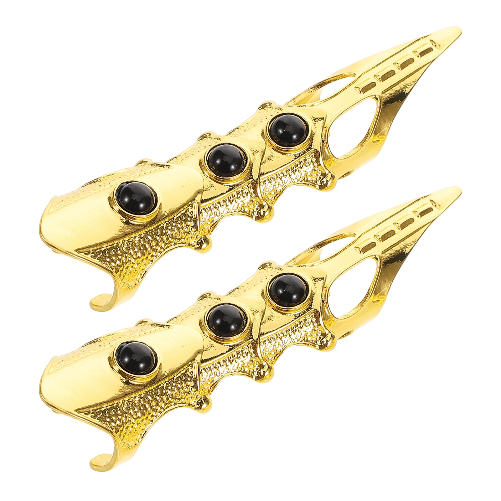 

2pcs Retro Gothic Full Finger Rings For Men Hinged Punk Style Metal Nail Rings Adjustable Costume Jewelry Rock Vampire Cosplay