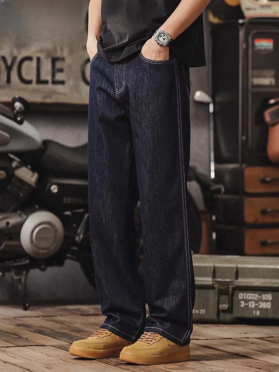 

Мужские джинсы прямого кроя в стиле ретро, большие размеры, весна-осень, новые, модные, свободные, повседневные, из денима