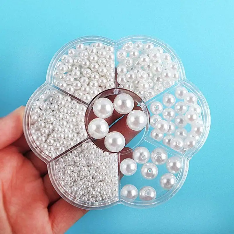 3/4/5/6/8/10/12mm Mixed Box With Holes ABS Imitation Pearl Mermaid Illusion Color Gradient Plastic Bead Diy Material