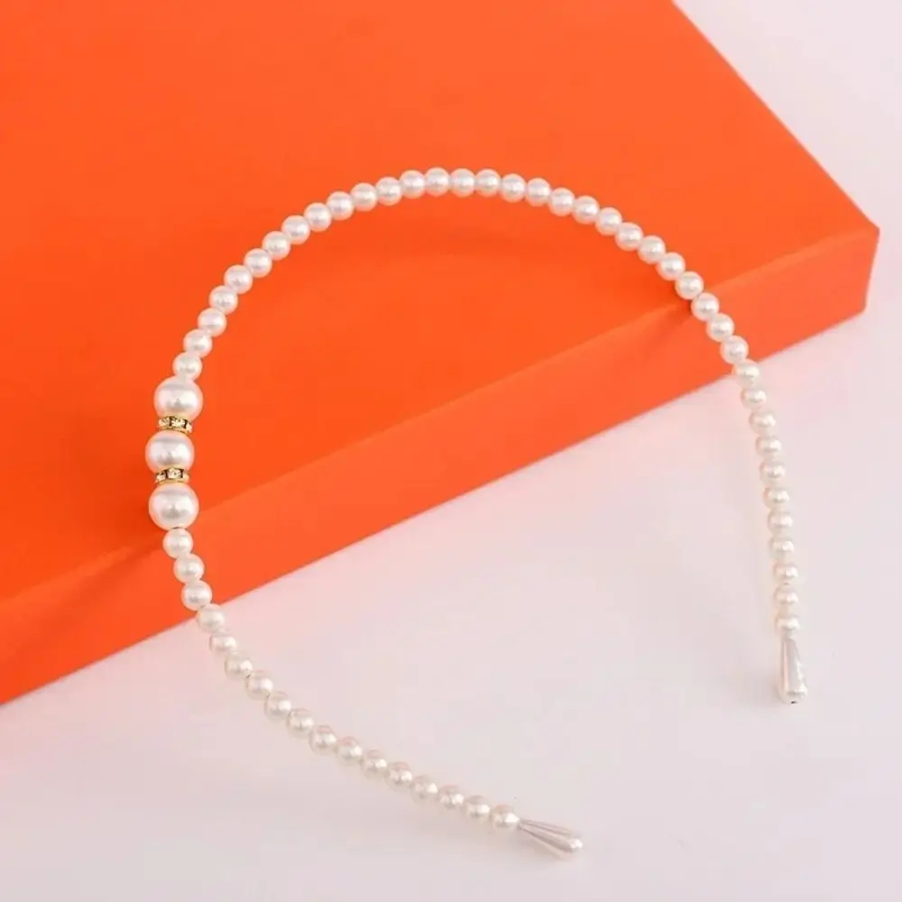 흰색 진주 헤어밴드, 심플한 플라스틱 진주 헤드피스, 헤어 액세서리, 다용도 헤어웨어