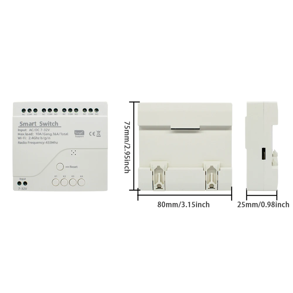 Tuya Wifi Smart Switch Home Automation Controller 7-32V 85-250V 220V 4 Channels 10A Relay Controller Work With Alexa Google Home image 3