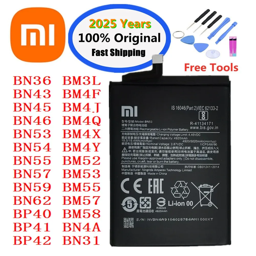 

Original Battery For Xiaomi Mi Redmi Note 9 9T 10 10T 10S 10X 11 Ultra 11T K40 K30 K20 8 8T 7 5A Mix 4 4X POCO X3 F3 F2 Pro Lite