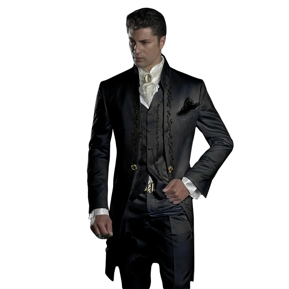 Embroidered Men\'s Wedding Tuxedo Elegant Men\'s Suit Groom\'s Formal Customized Dress 3-piece Jacket Pants Vest XS-5XL