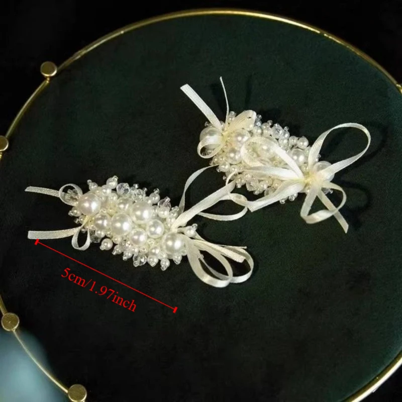 1 زوج تنوعا أنيق الزفاف مشبك شعر حبات اللؤلؤ شرابة العروس دبوس الشعر الأبيض اليدوية الزفاف غطاء الرأس اكسسوارات الزفاف