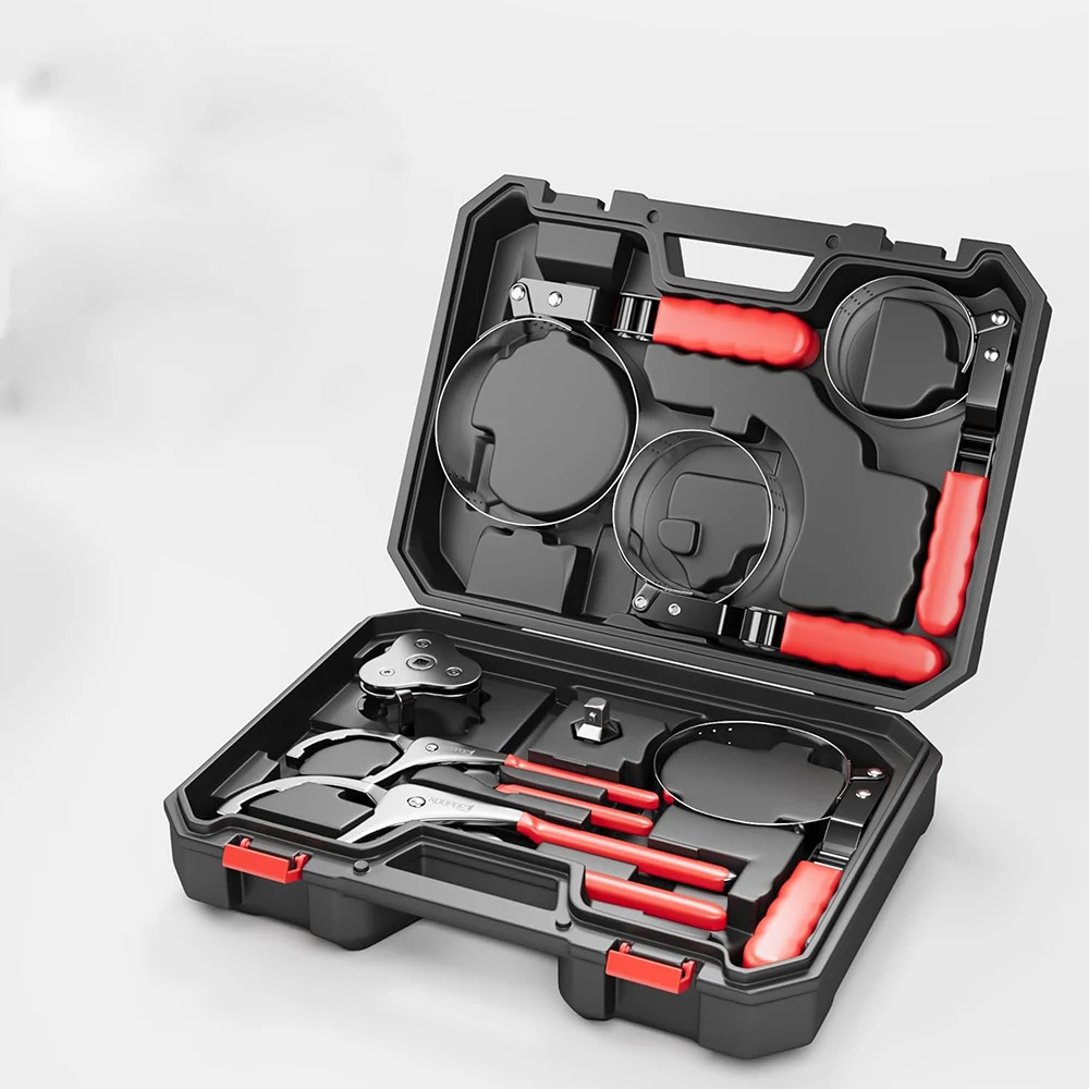 

8 Piece Adjustable Oil Filter Pliers 2-3/4" to 5-1/4" 9" & 12" Universal Oil Filter Removal Tool with 1/2" to 3/8" Adapter