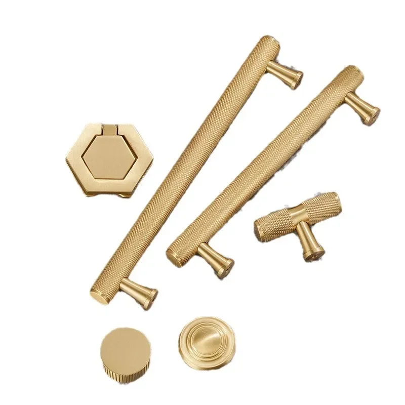 yesAmerican Vertical Grain Pattern Handle Solid Brass Knurled T Bar Modern Cabinet Drawer Shoe Cabinet Knob Furniture Handles