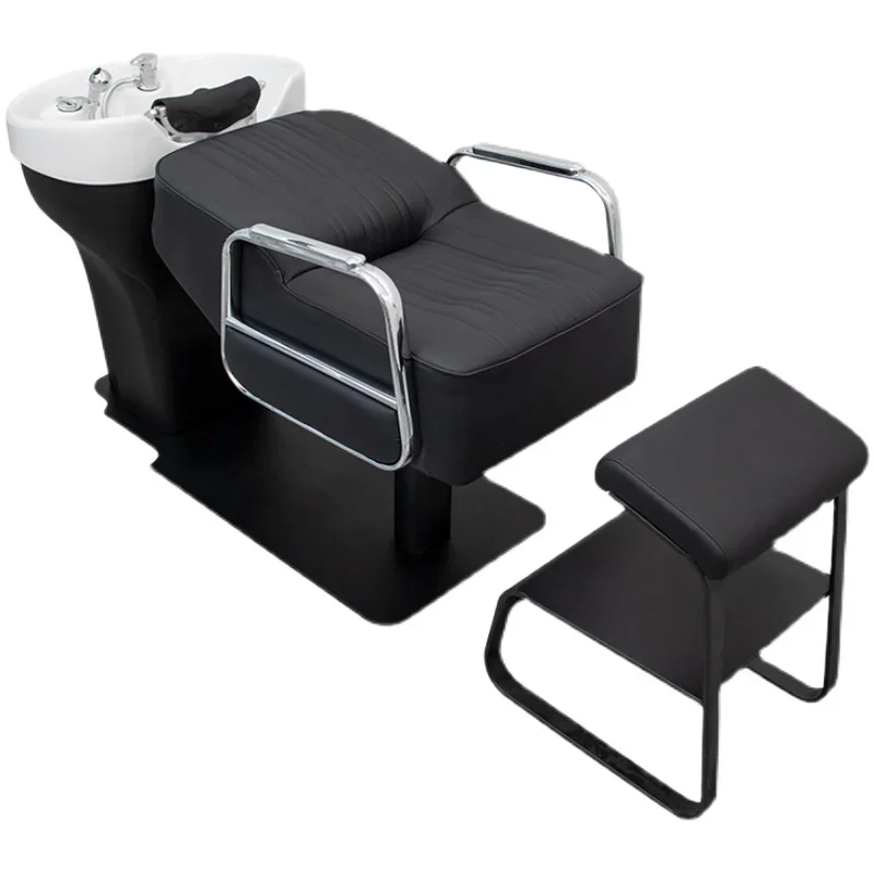 

FG17Ceramic deep basin semi-reclining shampoo bed barber shop special silicone pillow stainless steel massage flush bed