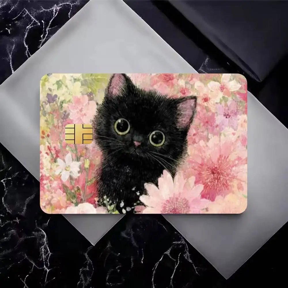 Cats With Flora  High‑Res Game Chip Decals Credit Card Mini Waterproof Vinyl Ornament Useful Gift