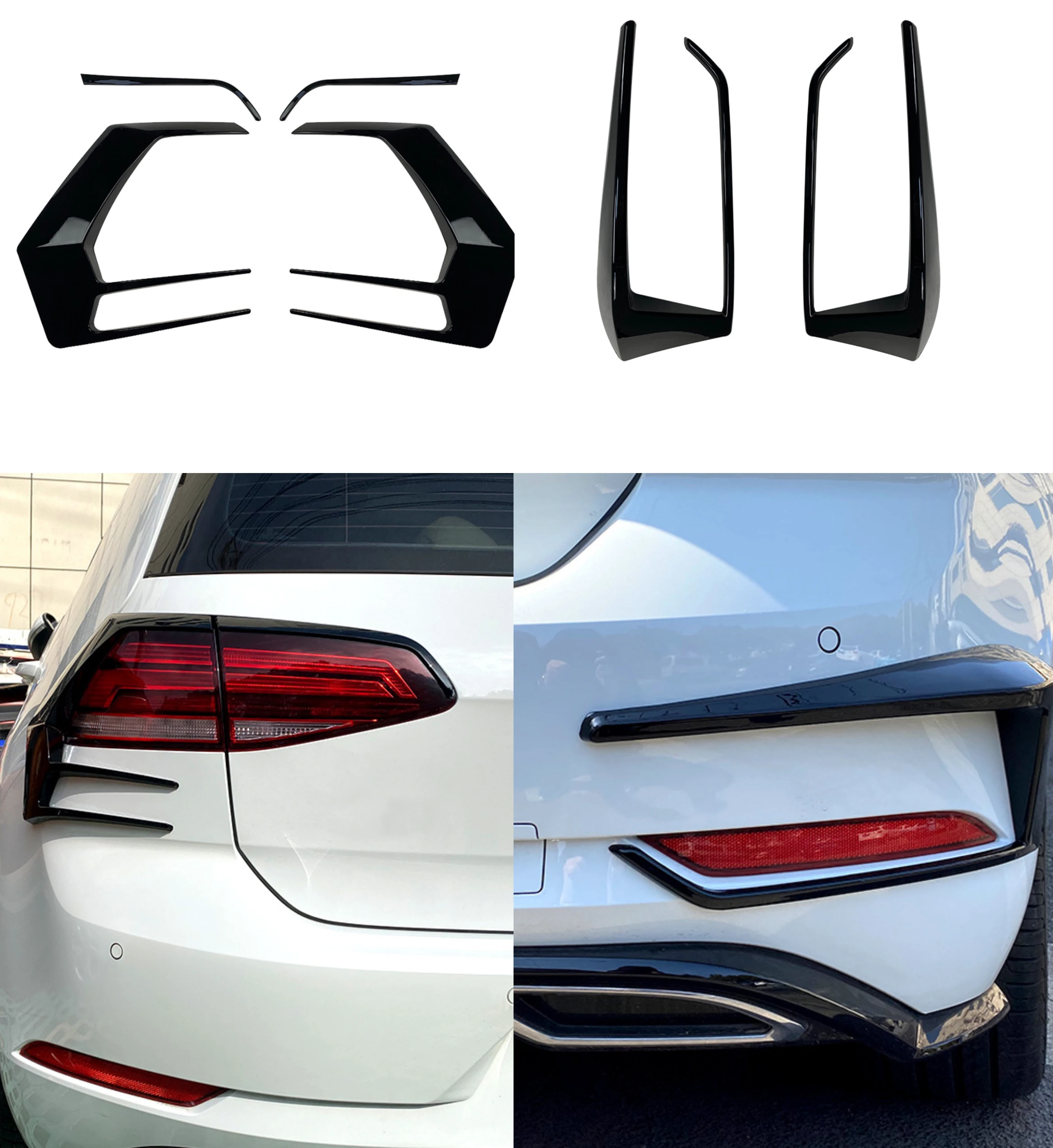 Rear Bumper Splitter Canard Spoiler Auto Exterior Parts For VW Golf 7.5 MK7.5 R Rline 2017-2020 Rear Wind  Appearance/Taillight