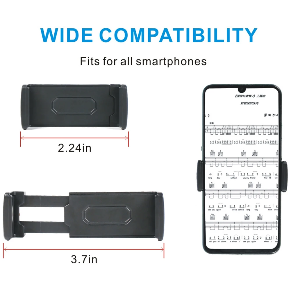 حامل هاتف مرن متعدد الأغراض قابل للتعديل وحامل ميكروفون معقوفة وحامل موسيقى للهاتف المحمول على شكل طبل