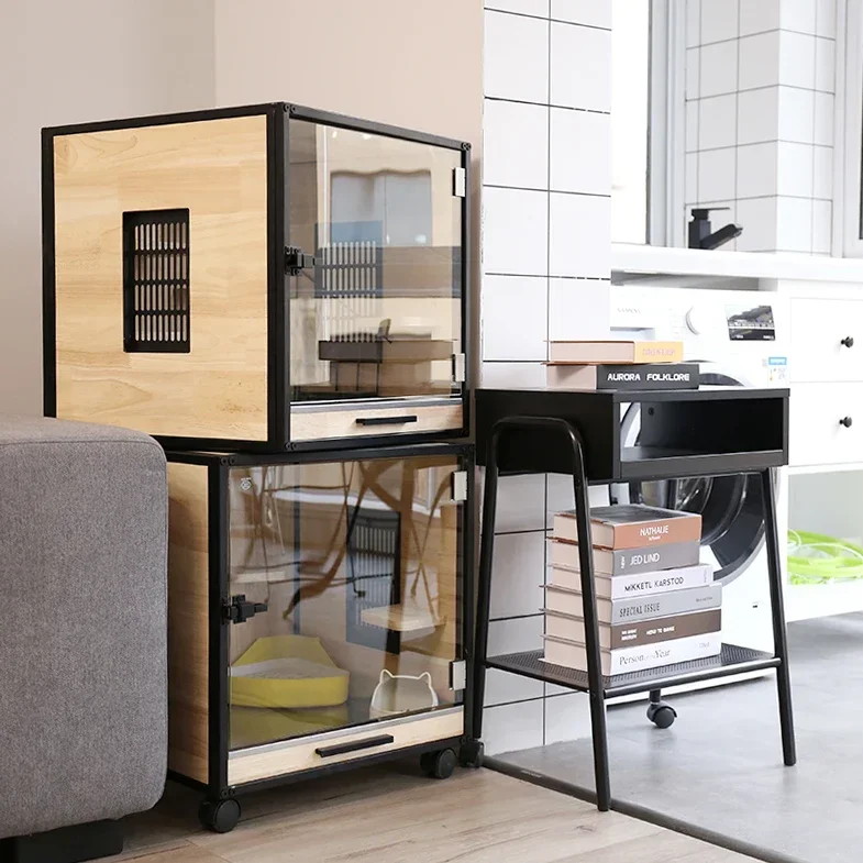 Gabbia multistrato per armadio, aliante per zucchero, totoro, coniglio, criceto, combinazione in legno massello, gabbia per armadio da villa