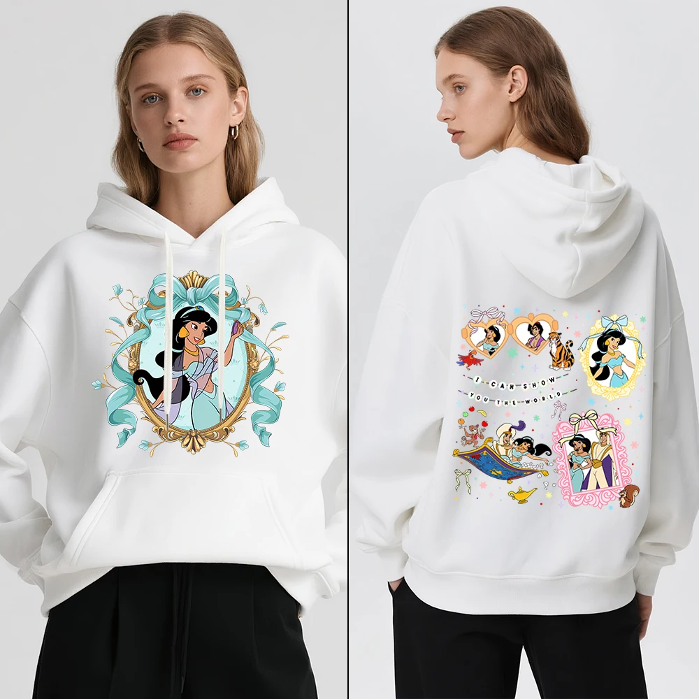 Sudadera Estampada 100% Algodón con Tema de la Princesa Jasmín de Disney Otoño/Invierno 2026 - Top Informal Cálido para Hombre y Mujer