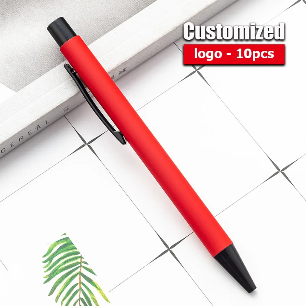 

10-100pcs Red Metal Ball Pens Wholesale Luxury Business Advertising High Quality Ball Pen Customized Logo Name Text Gift Pens