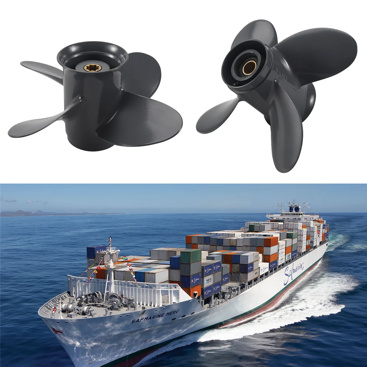 

#24M Automotive Parts & Accessories,9 1/4X11 Boat Outboard Propeller, for Yamaha Honda 9.9HP F9.9 15HP,Grey