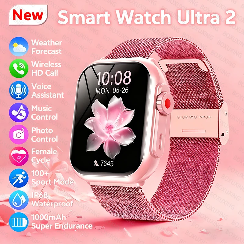 

2025 Fashion Women Watch Ultra2 SE Smart Watches 1000mAh 1.85"AMOLED Full Touch Screen BT Call Smartwatch For Android IOS Ladies