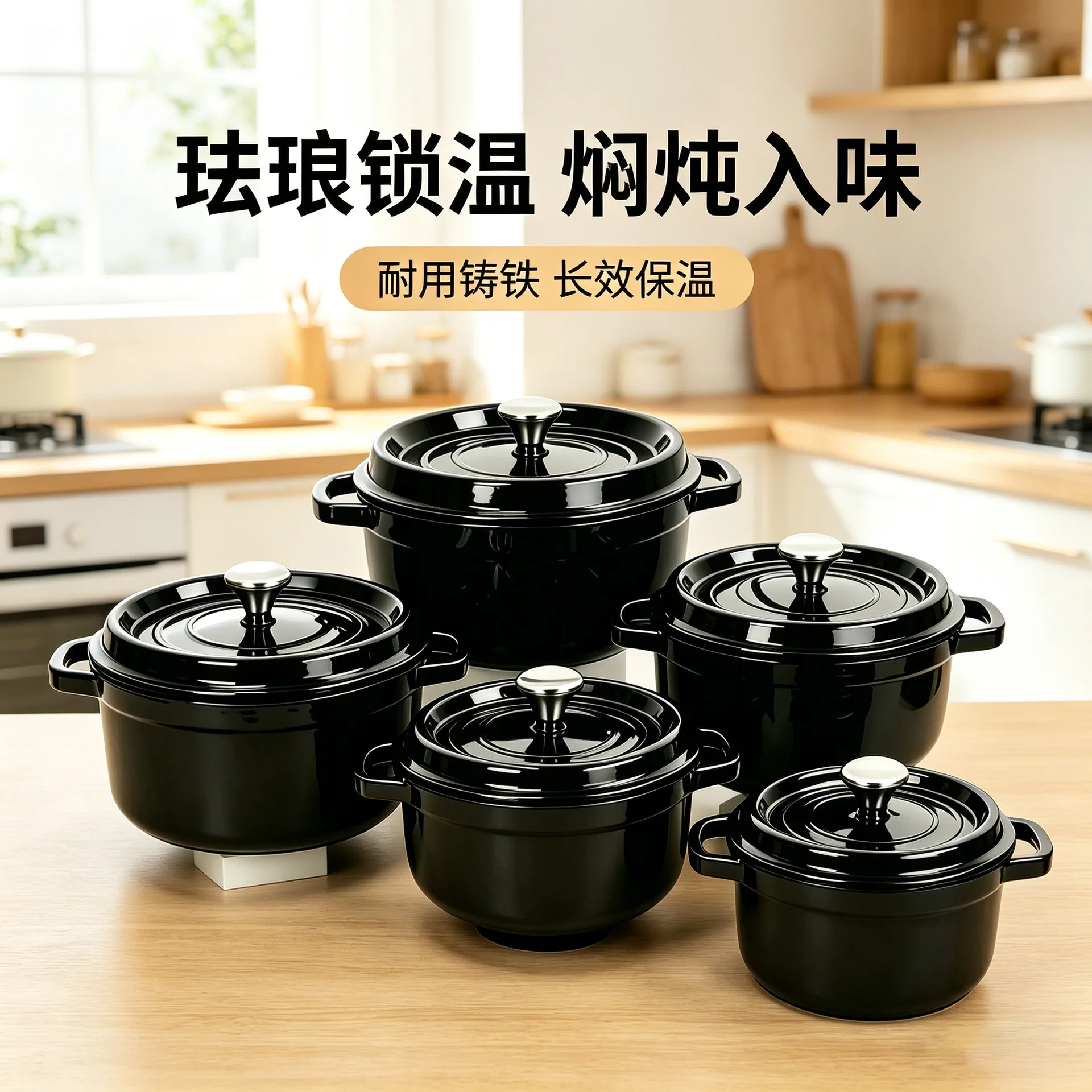 Enamel cast iron pot stew pot Enamel pot stew pot Household induction cooker Gas general foreign trade model