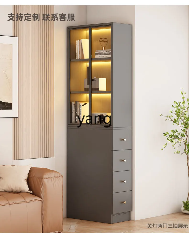 LTT solid wood pull-out cabinet simple modern sofa side cabinet living room dust storage bookcase