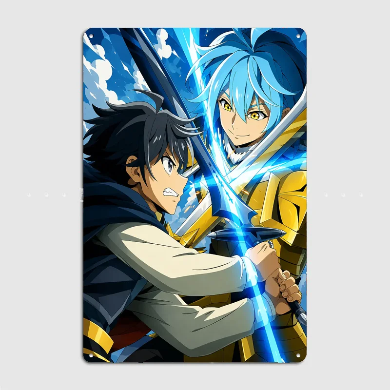 Characters clashing with glowing swords Poster Metal Sign Club Custom Bar Room Decoration Bedroom Indoor Decor Home Wall Decor