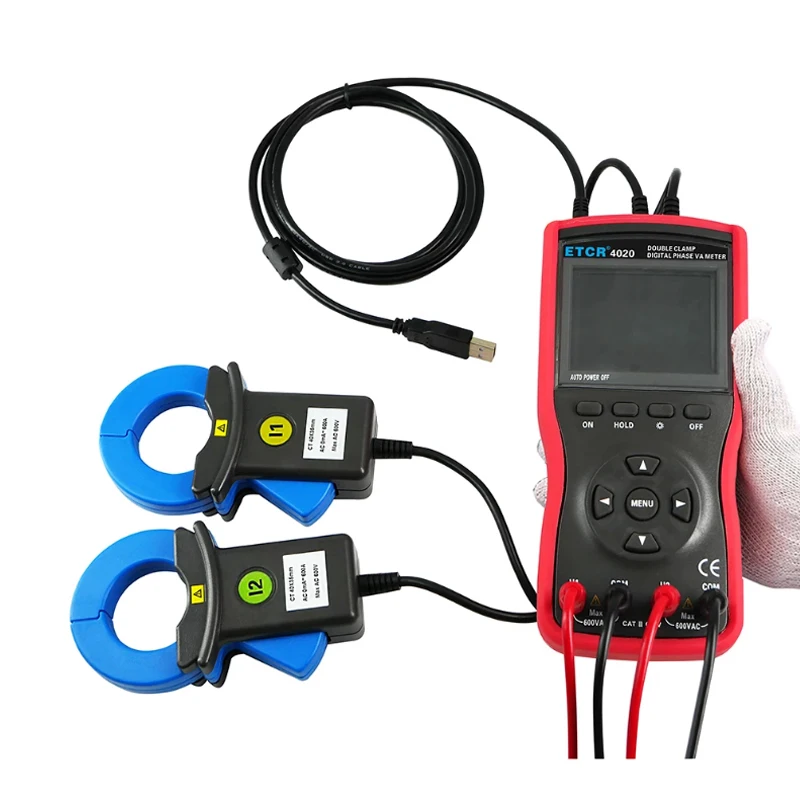 ETCR4020 Phase Voltammeter Double Clamp Digital 600V Large Caliber Intelligent Phase Tester 600A