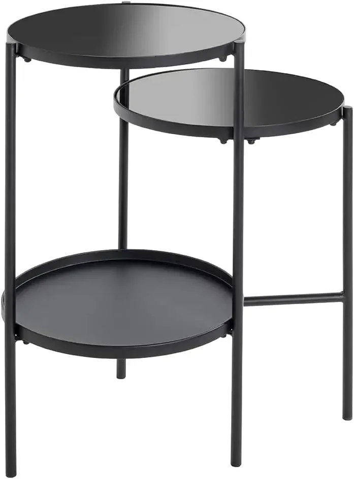 Mesa de café, metal, negro, 56 x 39 x 71 cm, adecuada para el patio de la terraza la Sala estar de la Oficina