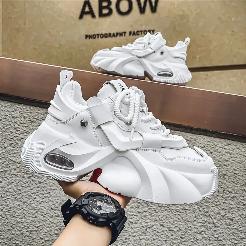 Air cushion Men's Sport Shoes Thick sole Height Increasing Shoes Korean version Trend Board shoes Clunky Sneaker Dad Shoes