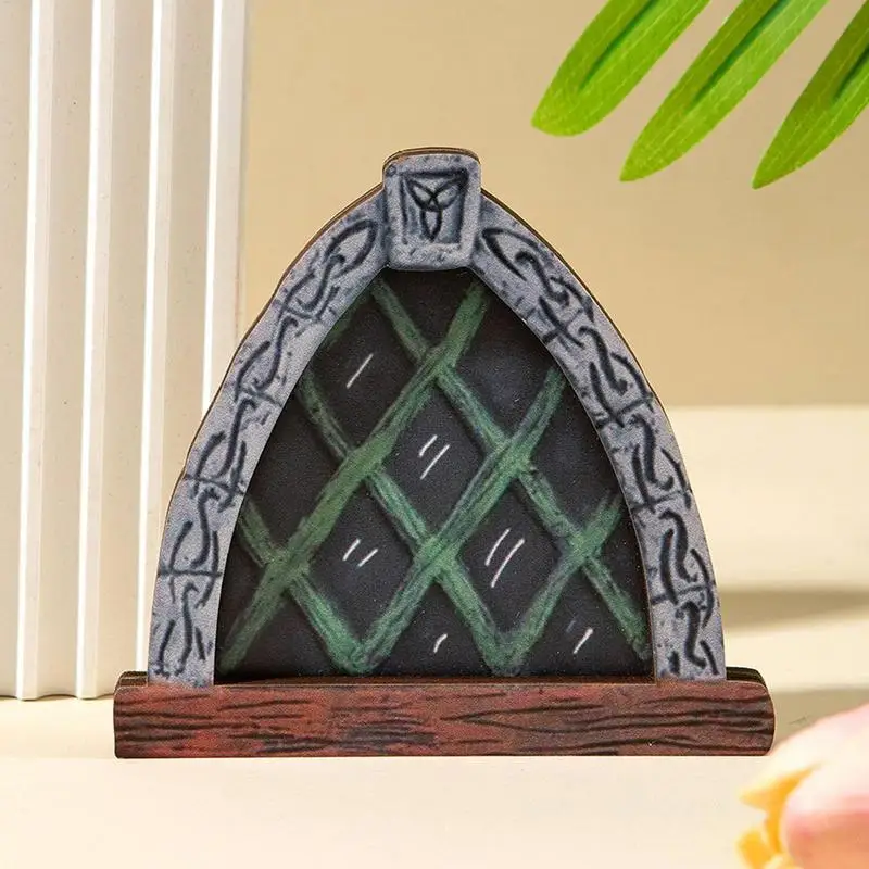 Fairy Tale Door Fairy Door Miniature Wooden Yard Art Wooden Fairy Door With Key Sculpture Decoration For Yard Outdoor Gardens