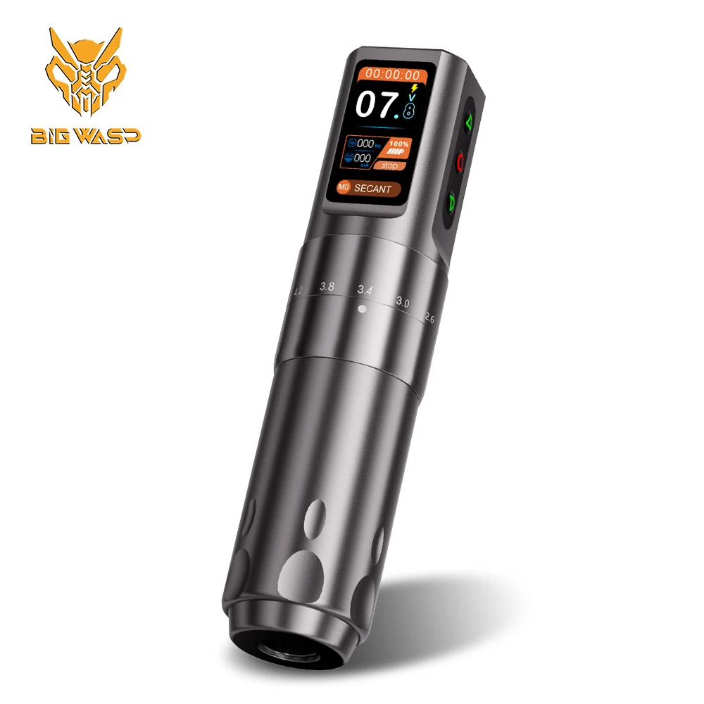 

BIGWASP Wireless Tattoo Machine Stroke Adjustable 2.0-4.2mm FK 2000mAh Color Screen Battery Coreless Motor Pen For Tattoo Artist
