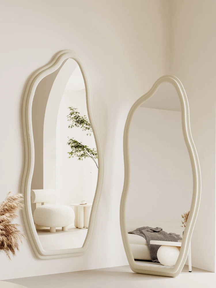 Full-length mirror, home fitting mirror, light luxury floor mirror, wall-mounted bedroom dressing mirror, special-shaped cloud,