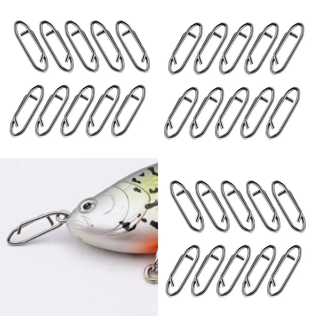 

R6FE 50Pcs Fishing Clip Connectors Fast Change Connector for Lures Fishing Clip