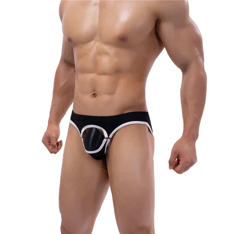 Mens Sexy Front Open Briefs Panties Backless Bikini Underwear Open Butt Underpants Gay Panties Sexy Low Waist Male Soft Briefs