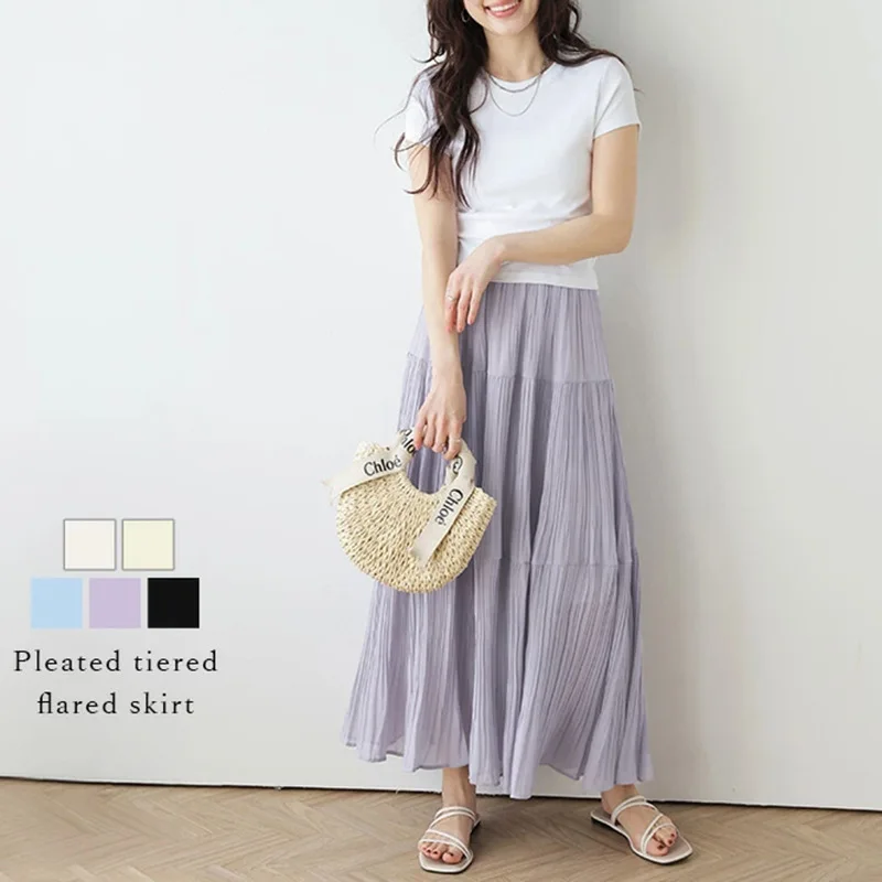 

Japan's Rakuten 2026 Summer New Gentle Style Pleated A-line Skirt, Comfortable And Flowing, Slimming Umbrella Skirt For Summer