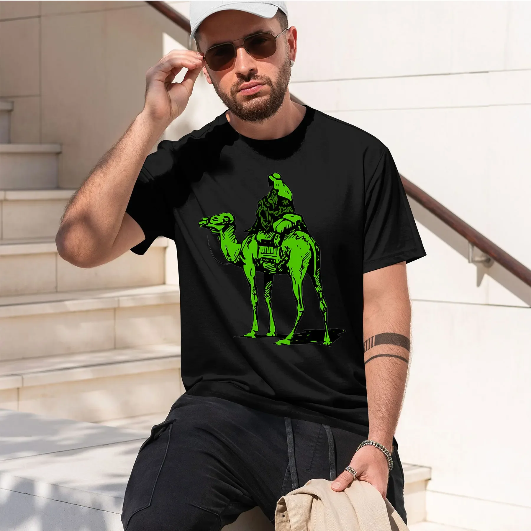 La route de la soie 2026 nouvelle mode, t-shirt à col rond imprimé rétro, très tendance et confortable pour le quotidien